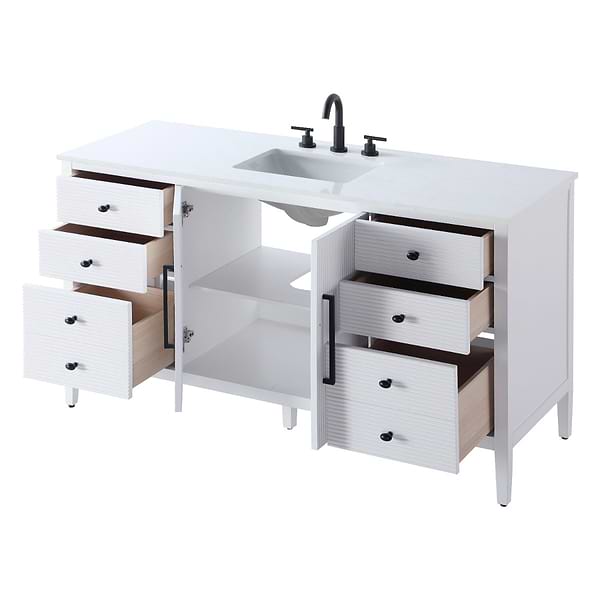 Juelle White 60" Single Vanity with Cultured Marble Top