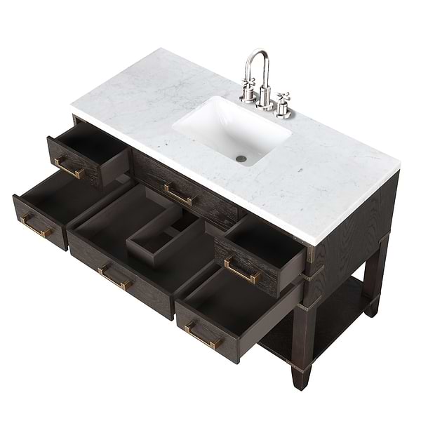 Calico Brown Oak 48" Single Vanity with Carrara Marble Top