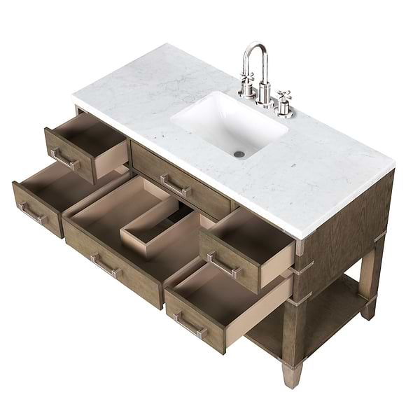 Calico Gray Oak 48" Single Vanity with Carrara Marble Top