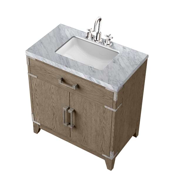 Aiden Gray Oak 30" Single Vanity wth Carrara Marble Top
