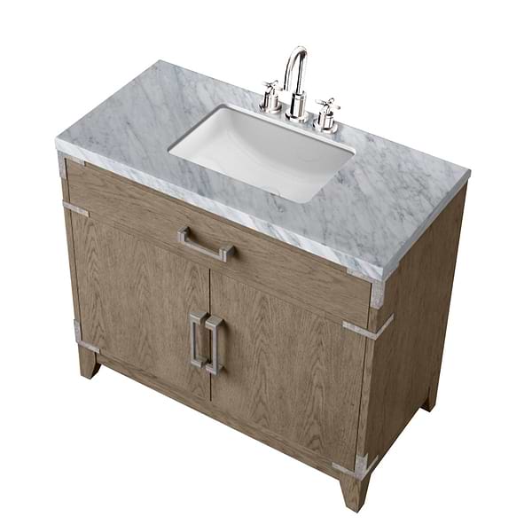 Aiden Gray Oak 36" Single Vanity wth Carrara Marble Top