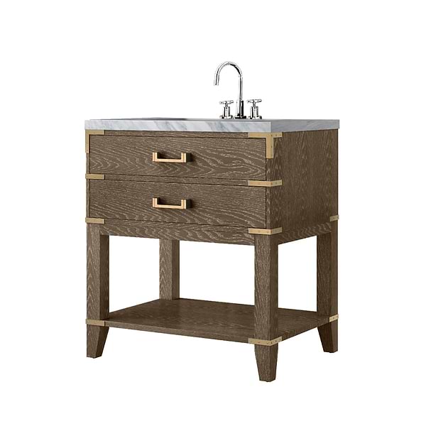 Calico Gray Oak 30" Single Vanity with Carrara Marble Top