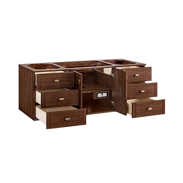 James Martin Vanities Amberly Mid-Century Walnut 60" Single Vanity without Top