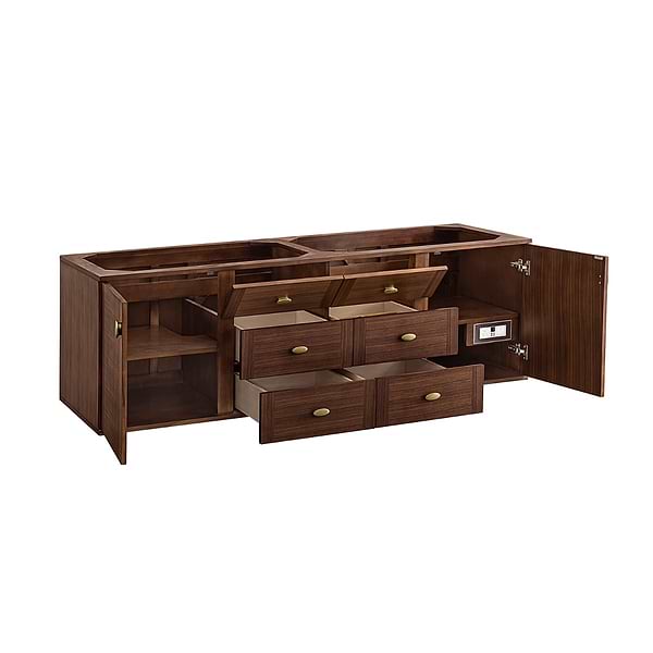 James Martin Vanities Amberly Mid-Century Walnut 72" Double Vanity without Top