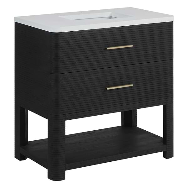 James Martin Vanities Lucian Carbon Oak 36" Single Vanity with White Zeus Quartz Top