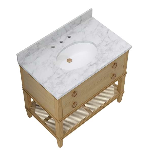 Sade Brown Oak 36" Single Vanity with Carrara Marble Top