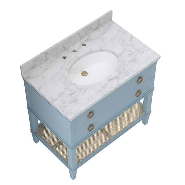 Sade Sky Blue 36" Single Vanity with Carrara Marble Top