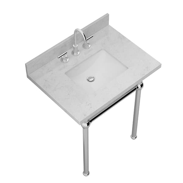 Pierce Polished Chrome 30" Single Console with Rectangle Sink and Carrara Marble Top