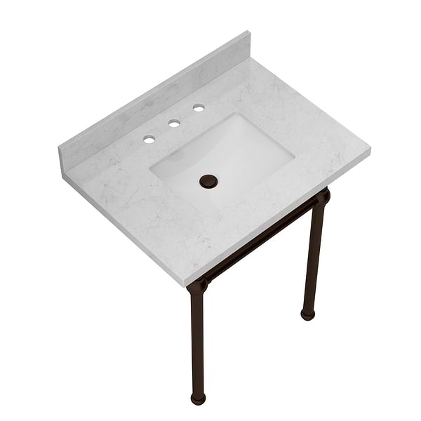 Pierce Oil Rubbed Bronze 30" Single Console with Rectangle Sink and Carrara Marble Top