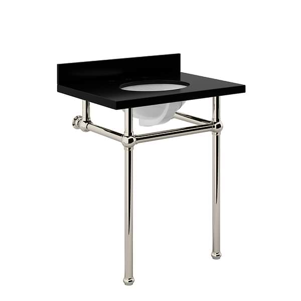 Pierce Polished Nickel 30" Single Console with Oval Sink and Black Granite Top