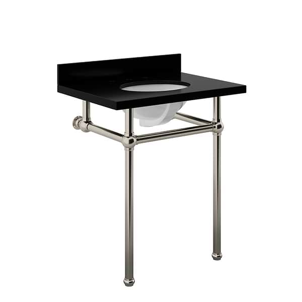 Pierce Brushed Nickel 30" Single Console with Oval Sink and Black Granite Top