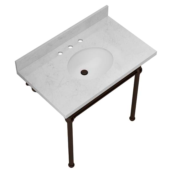 Pierce Oil Rubbed Bronze 36" Single Console with Oval Sink and Carrara Marble Top