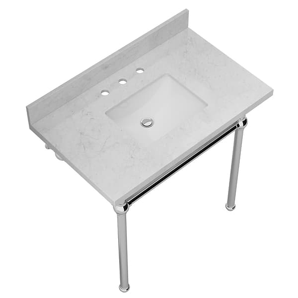 Pierce Polished Chrome 36" Single Console with Rectangle Sink and Carrara Marble Top