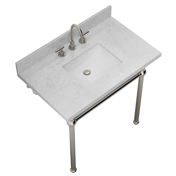 Pierce Brushed Nickel 36" Single Console with Rectangle Sink and Carrara Marble Top