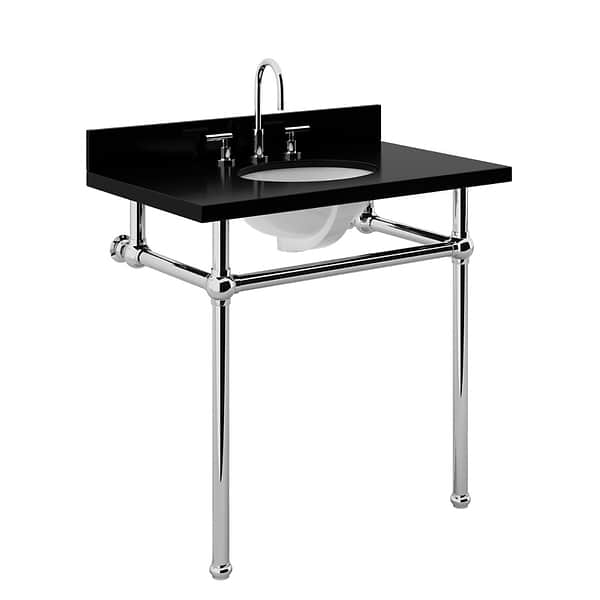 Pierce Polished Chrome 36" Single Console with Oval Sink and Black Granite Top