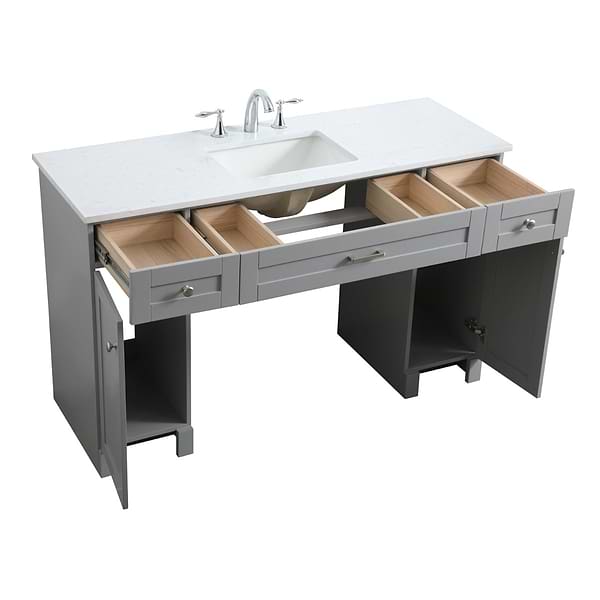 Calvin 54" Gray Single Vanity with Cultured Marble White Top