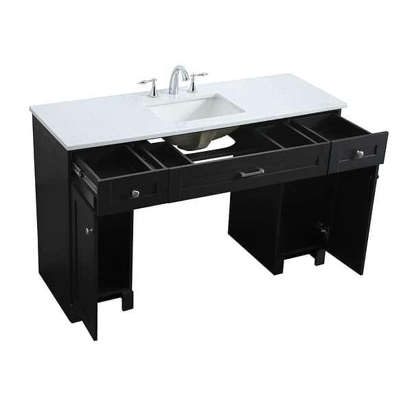 Calvin 54" Black Single Vanity with Cultured Marble White Top
