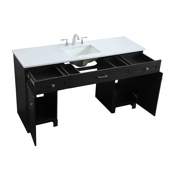 Calvin 60" Black Single Vanity with Cultured Marble White Top