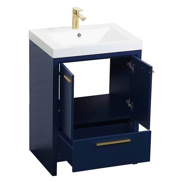 Ember Blue 24" Single Vanity with White Solid Surface Top