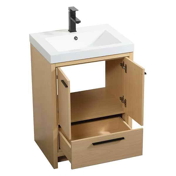 Ember Maple 24" Single Vanity with White Solid Surface Top