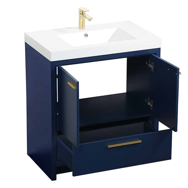 Ember Blue 30" Single Vanity with White Solid Surface Top