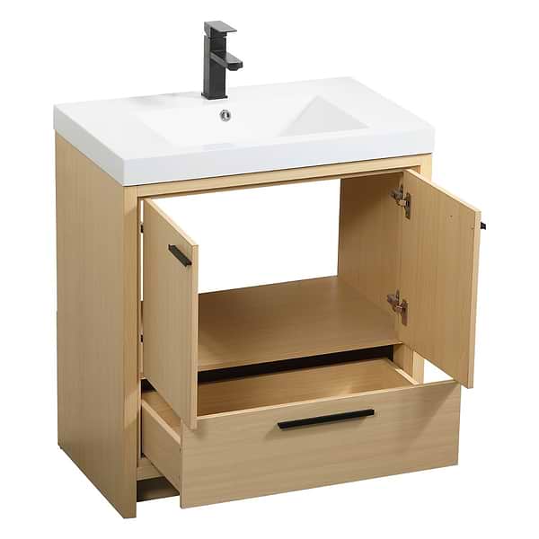 Ember Maple 30" Single Vanity with White Solid Surface Top