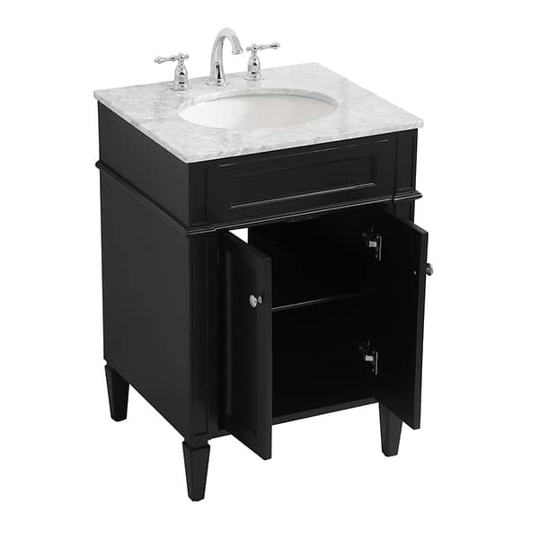 Montair Black 24" Single Vanity With Carrara White Marble Top