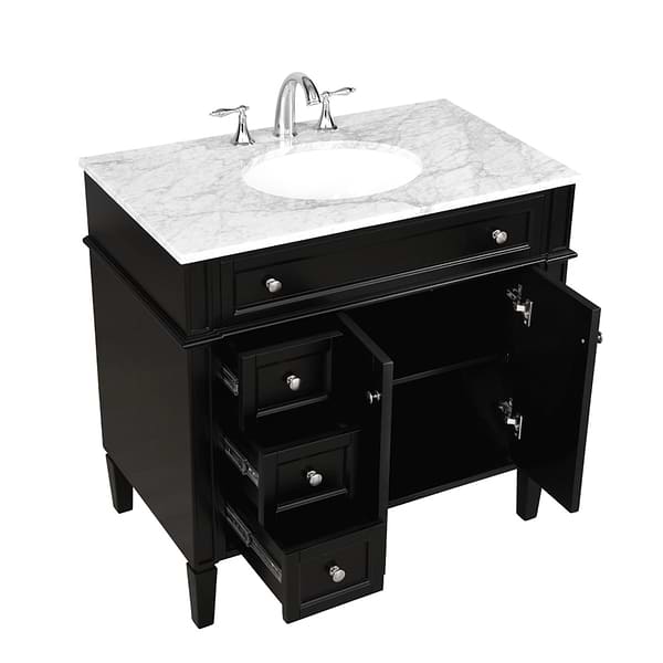 Montair Black 36" Single Vanity With Carrara White Marble Top