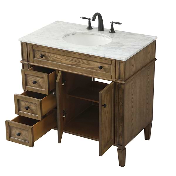 Montair Dark Brown 36" Single Vanity With Carrara White Marble Top