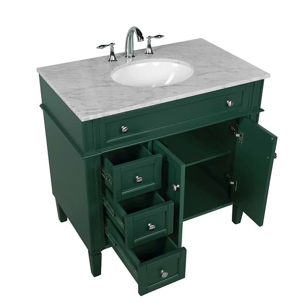 Montair Green 36" Single Vanity With Carrara White Marble Top