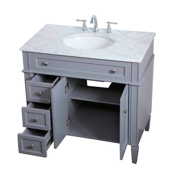 Montair Gray 36" Single Vanity With Carrara White Marble Top