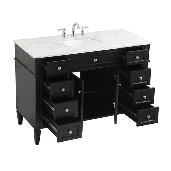 Montair Black 48" Single Vanity With Carrara White Marble Top