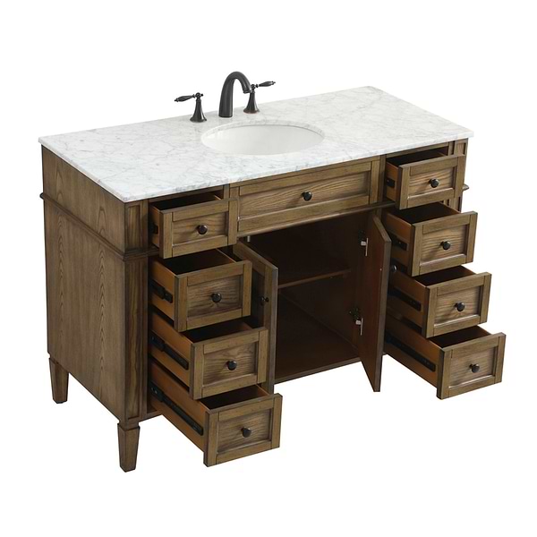 Montair Dark Brown 48" Single Vanity With Carrara White Marble Top