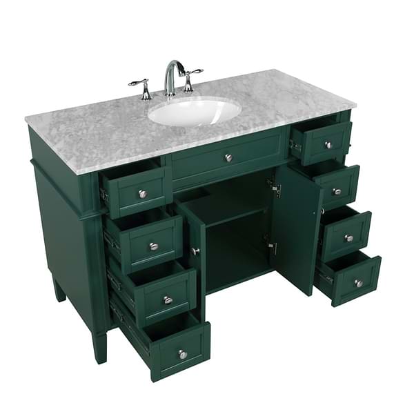 Montair Green 48" Single Vanity With Carrara White Marble Top