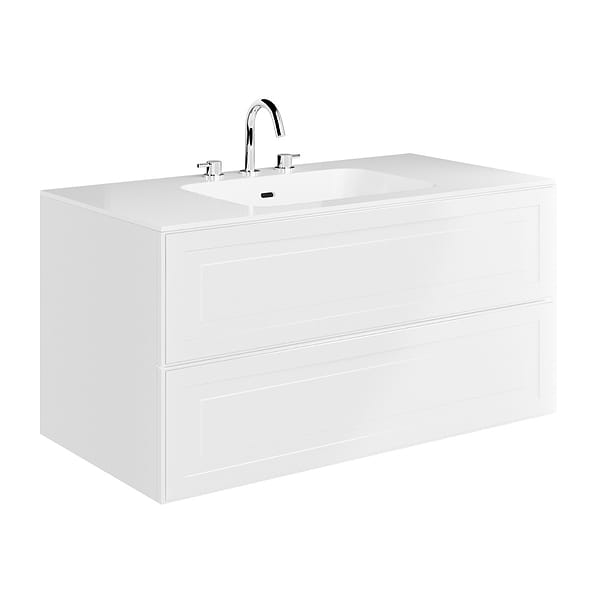 Alma White 42" Vanity with Integrated White Solid Surface Top