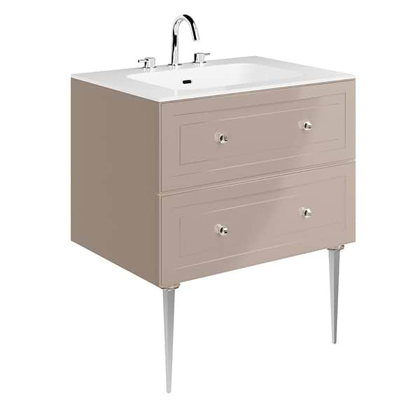 Alma Taupe 30" Vanity with Chrome Legs & Knobs with Integrated White Solid Surface Top