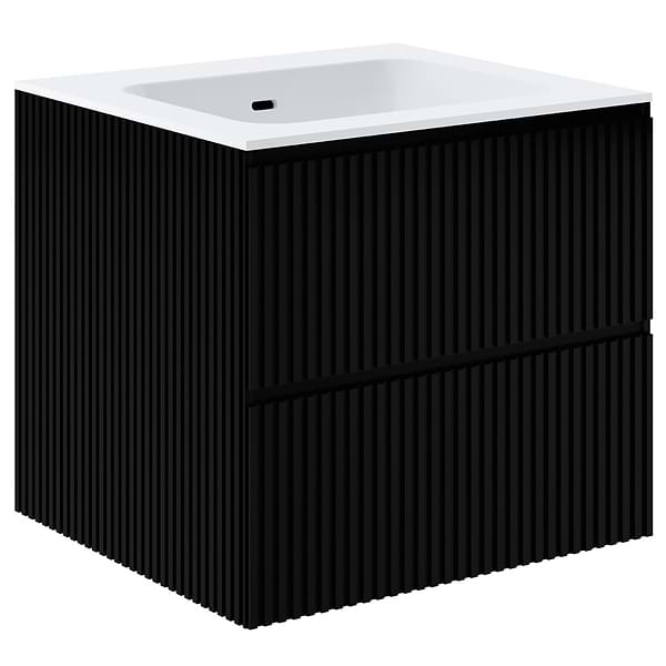 Linear Black 24" Single Vanity with Integrated White Solid Surface Top