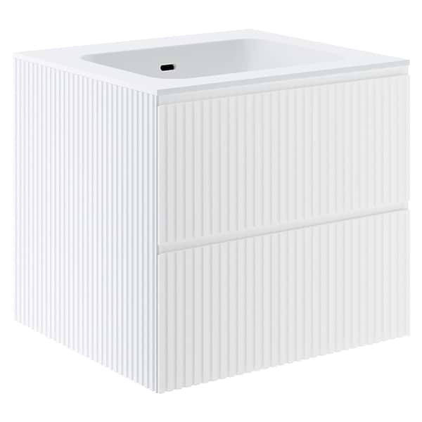 Linear White 24" Single Vanity with Integrated White Solid Surface Top