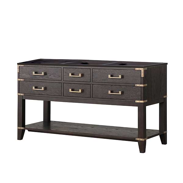 Calico Brown Oak 60" Double Vanity with Carrara Marble Top