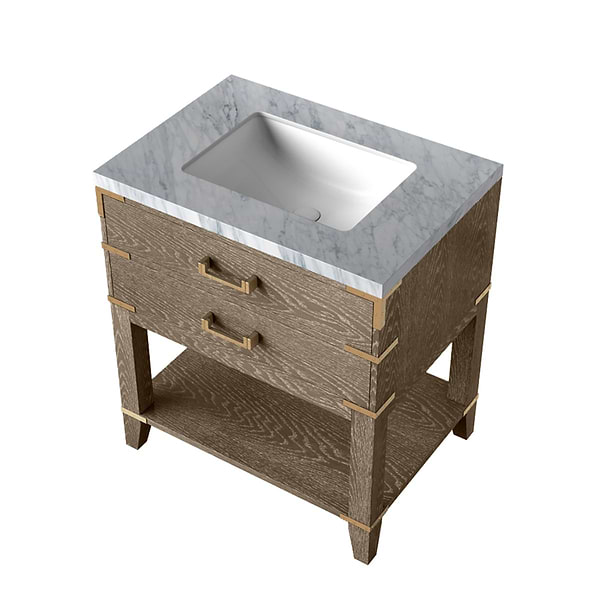 Calico Gray Oak 30" Single Vanity with Carrara Marble Top