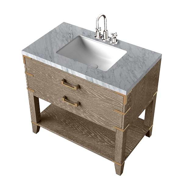 Calico Gray Oak 36" Single Vanity with Carrara Marble Top