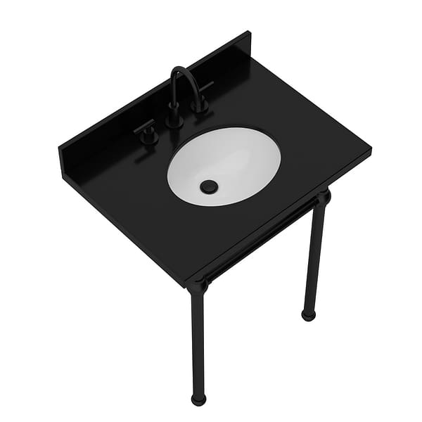 Pierce Matte Black 30" Single Console with Oval Sink and Black Granite Top
