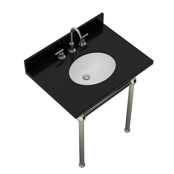 Pierce Brushed Nickel 30" Single Console with Oval Sink and Black Granite Top