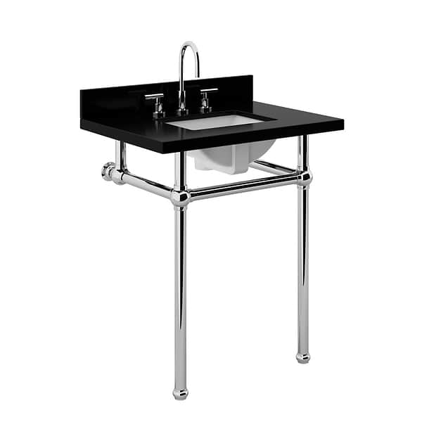 Pierce Polished Chrome 30" Single Console with Rectangle Sink and Black Granite Top