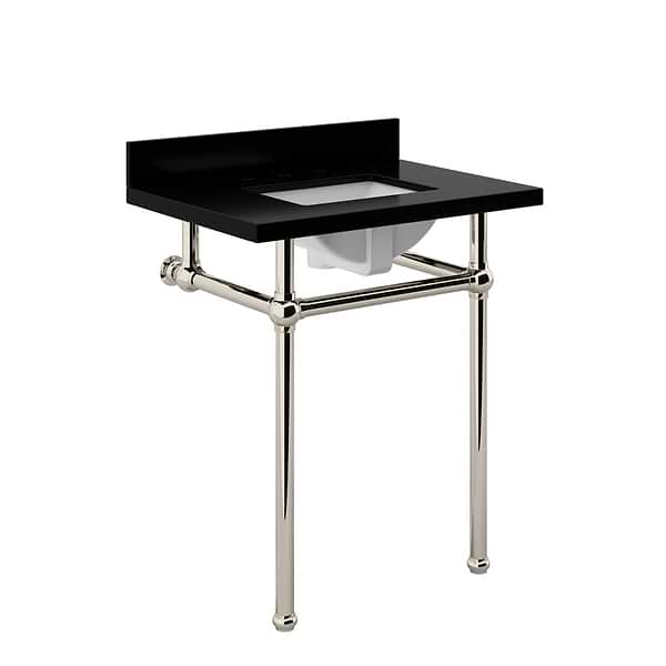 Pierce Polished Nickel  30" Single Console with Rectangle Sink and Black Granite Top