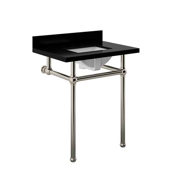 Pierce Brushed Nickel 30" Single Console with Rectangle Sink and Black Granite Top