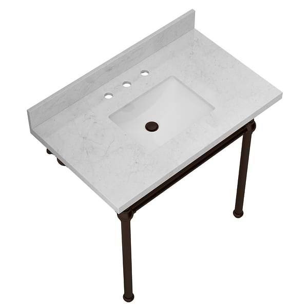 Pierce Oil Rubbed Bronze 36" Single Console with Rectangle Sink and Carrara Marble Top