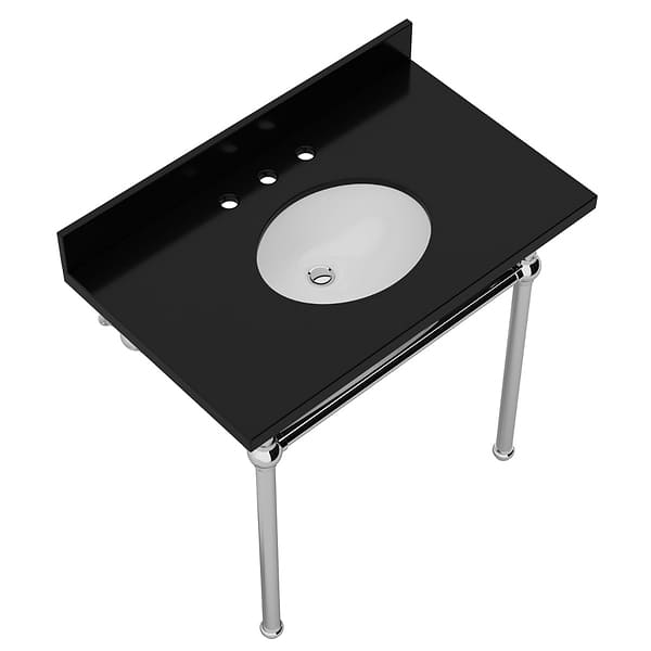 Pierce Polished Chrome 36" Single Console with Oval Sink and Black Granite Top