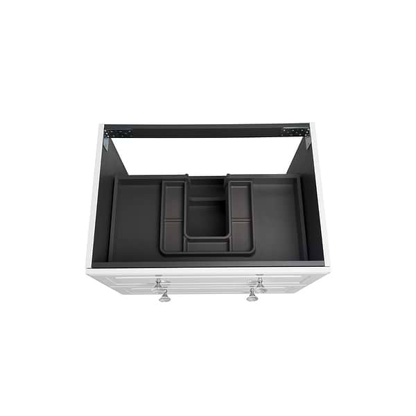 Alma White 30" Vanity with Chrome Legs & Knobs with Integrated White Solid Surface Top