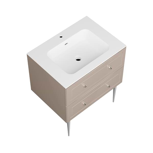 Alma Taupe 30" Vanity with Chrome Legs & Knobs with Integrated White Solid Surface Top